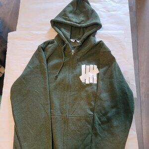 Undefeated 5 Strike UNFDTD Logo Full Zip Hoodie Sweatshirt Green Men’s Small